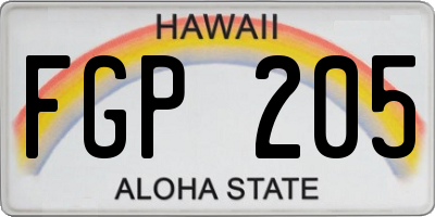 HI license plate FGP205
