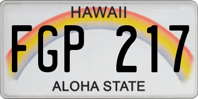 HI license plate FGP217