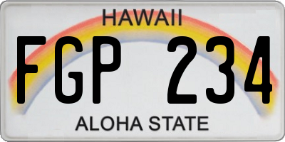 HI license plate FGP234