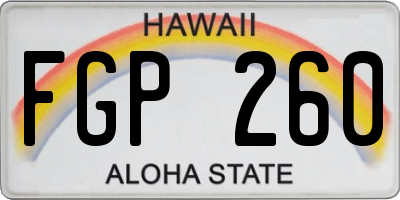 HI license plate FGP260