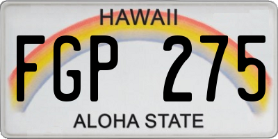 HI license plate FGP275