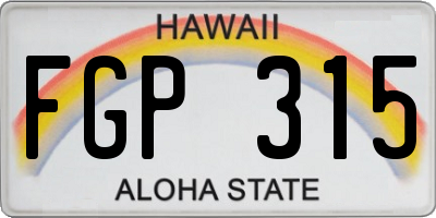 HI license plate FGP315