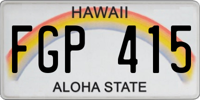 HI license plate FGP415