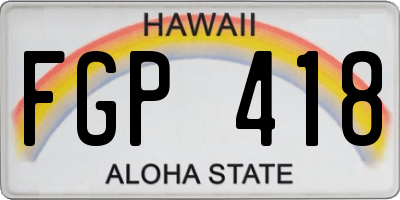 HI license plate FGP418