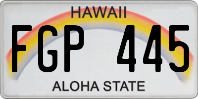 HI license plate FGP445