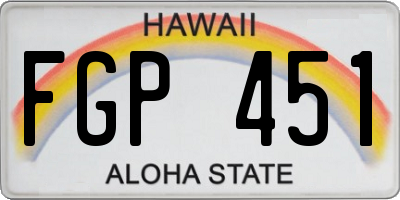 HI license plate FGP451