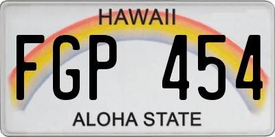 HI license plate FGP454