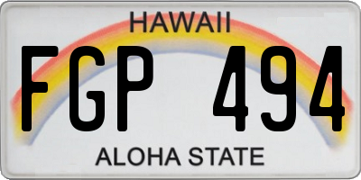 HI license plate FGP494