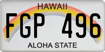 HI license plate FGP496