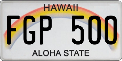 HI license plate FGP500