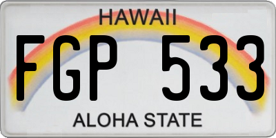 HI license plate FGP533