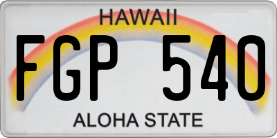 HI license plate FGP540