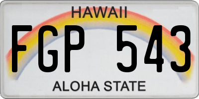 HI license plate FGP543