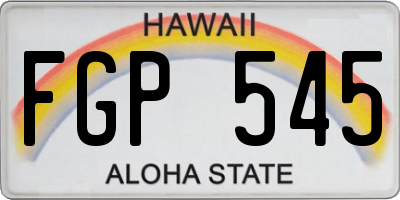 HI license plate FGP545