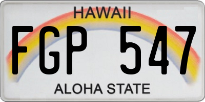 HI license plate FGP547