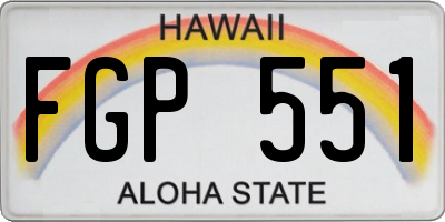 HI license plate FGP551