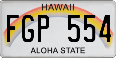 HI license plate FGP554