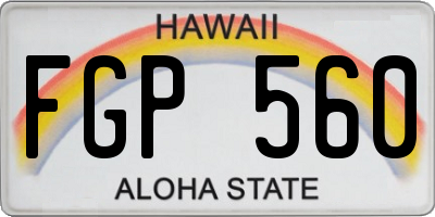 HI license plate FGP560