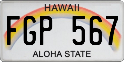 HI license plate FGP567