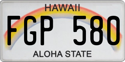 HI license plate FGP580