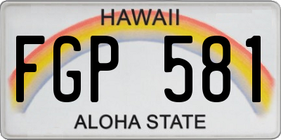 HI license plate FGP581
