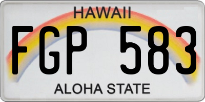 HI license plate FGP583