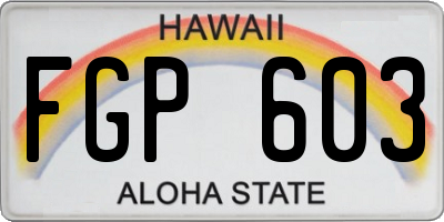 HI license plate FGP603