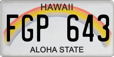 HI license plate FGP643