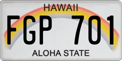 HI license plate FGP701