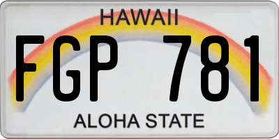 HI license plate FGP781