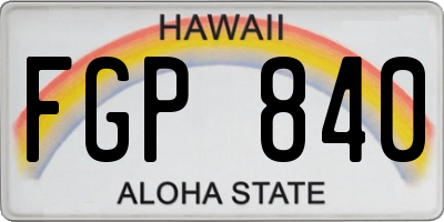 HI license plate FGP840