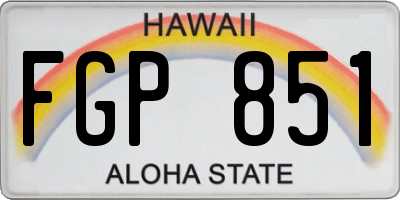 HI license plate FGP851