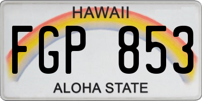 HI license plate FGP853