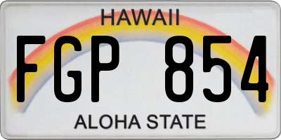 HI license plate FGP854