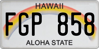 HI license plate FGP858