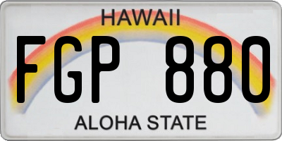 HI license plate FGP880