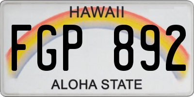 HI license plate FGP892