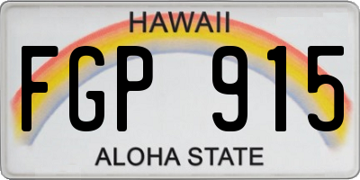 HI license plate FGP915