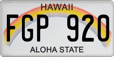HI license plate FGP920