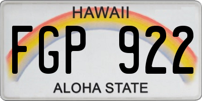 HI license plate FGP922