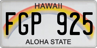 HI license plate FGP925