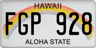 HI license plate FGP928