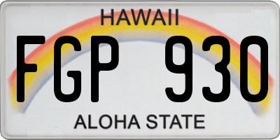 HI license plate FGP930