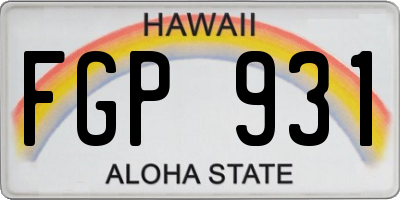 HI license plate FGP931