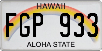 HI license plate FGP933