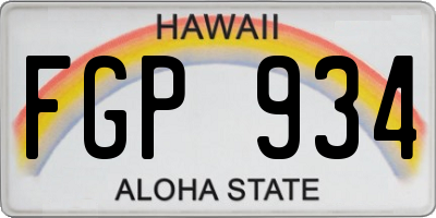 HI license plate FGP934