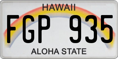 HI license plate FGP935
