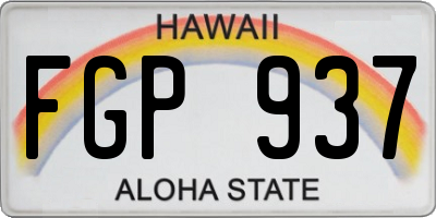 HI license plate FGP937