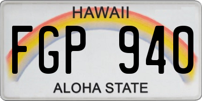HI license plate FGP940