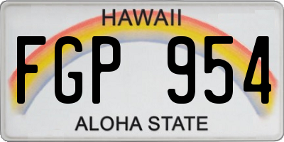 HI license plate FGP954